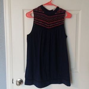 Knox Rose Navy Crochet Tank Top